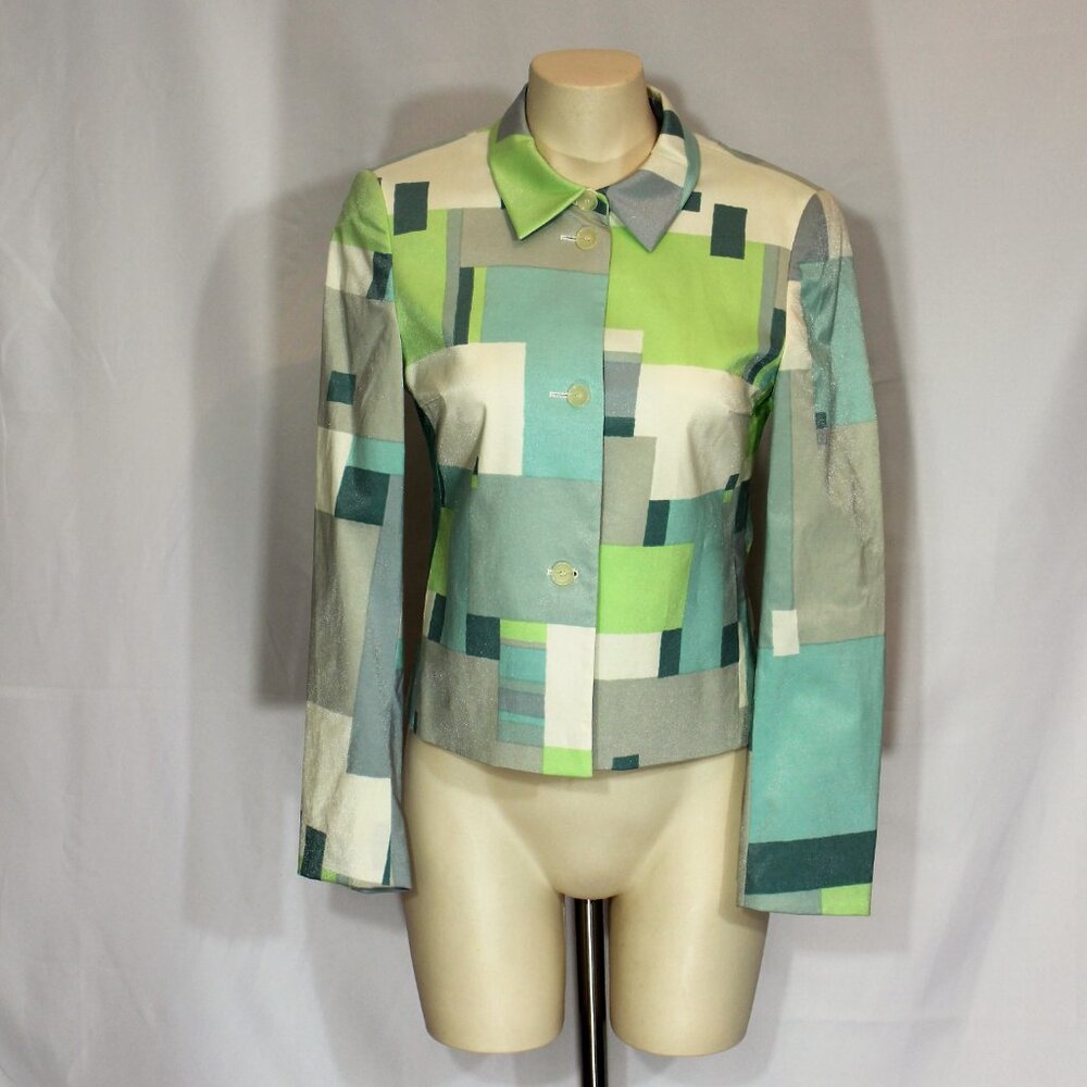 A-K-R-I-S punto jacket geometric pattern multi color women Made in Italy  size 4